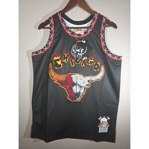 BRAND X CHICAGO BULLS IN FLAMES Michael jordan BASKETBALL JERSEY (BLACK) SZ S